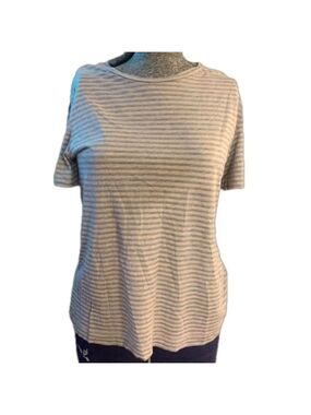 All Saints Pink Grey Striped T-Shirt Medium
